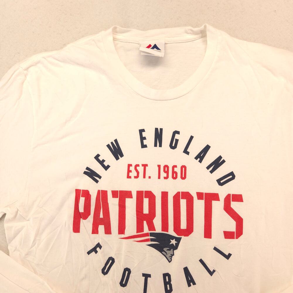 Majestic New England Patriots Long Sleeve Football Shirt Mens Size M White